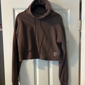 Born Primitive Brown Cropped Hoodie with Logo